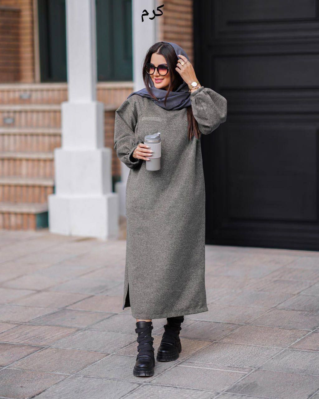 پیراهن بلند پاییزه ، کفتان بلند پاییزه مدل فیلتو ، کفتان بلند جنس فوتر موهر سایز ۳۸ الی ۴۶