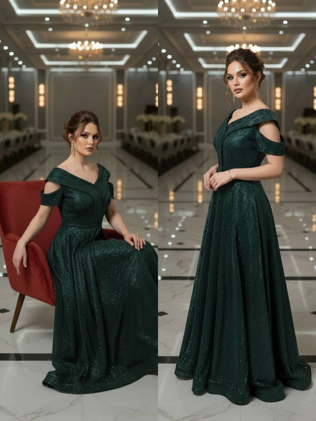 لباس مجلسی زنانه و دخترانه ، ماکسی مجلسی مدل روژین ، لباس مجلسی سایز ۴۰ الی ۵۰