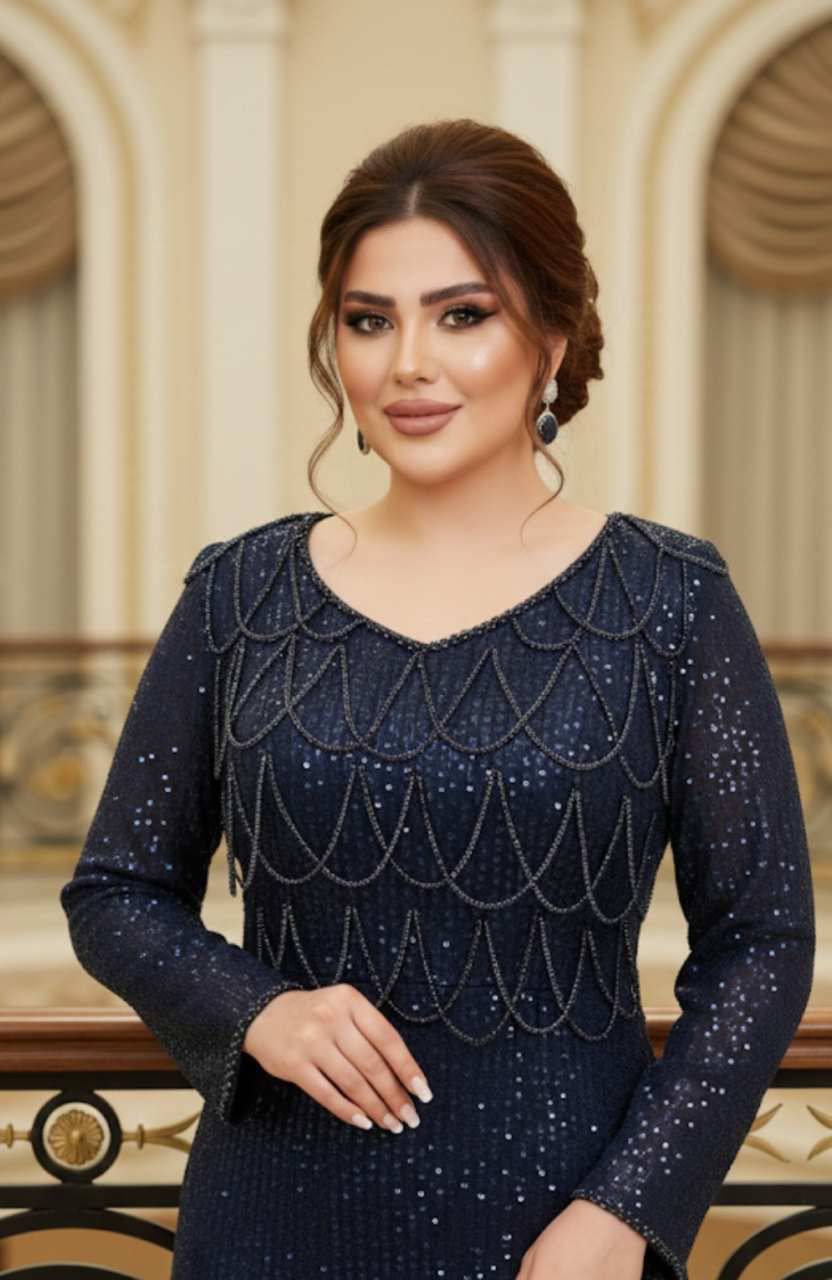 لباس مجلسی زنانه و دخترانه ، تونیک مجلسی ، لباس میدی مجلسی مدل سیما ، تونیک بلند مجلسی سایز ۴۲ الی ۵۶