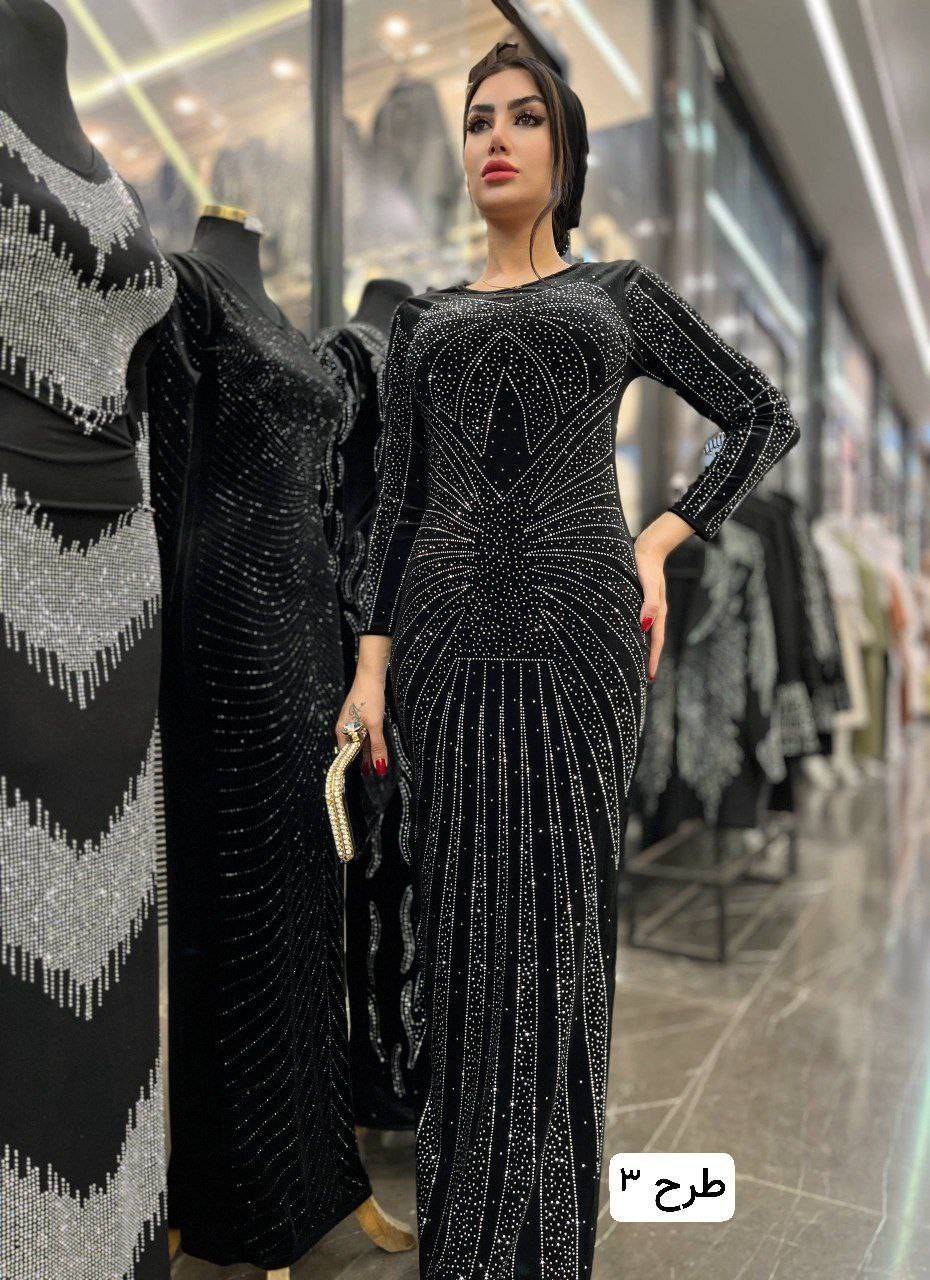 لباس مجلسی زنانه و دخترانه مدل مخمل نگین دار، ماکسی مجلسی ، لباس بلند مجلسی سایز ۳۸ الی ۵۰