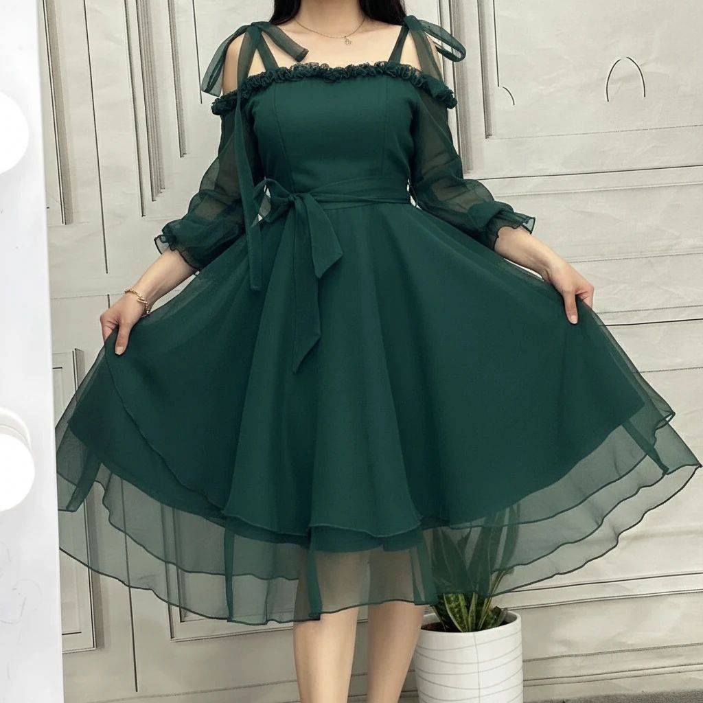 لباس عروسکی مجلسی زنانه و دخترانه ، تونیک کوتاه مجلسی مدل لارا ، لباس عروسکی سایز ۳۴ الی ۴۴