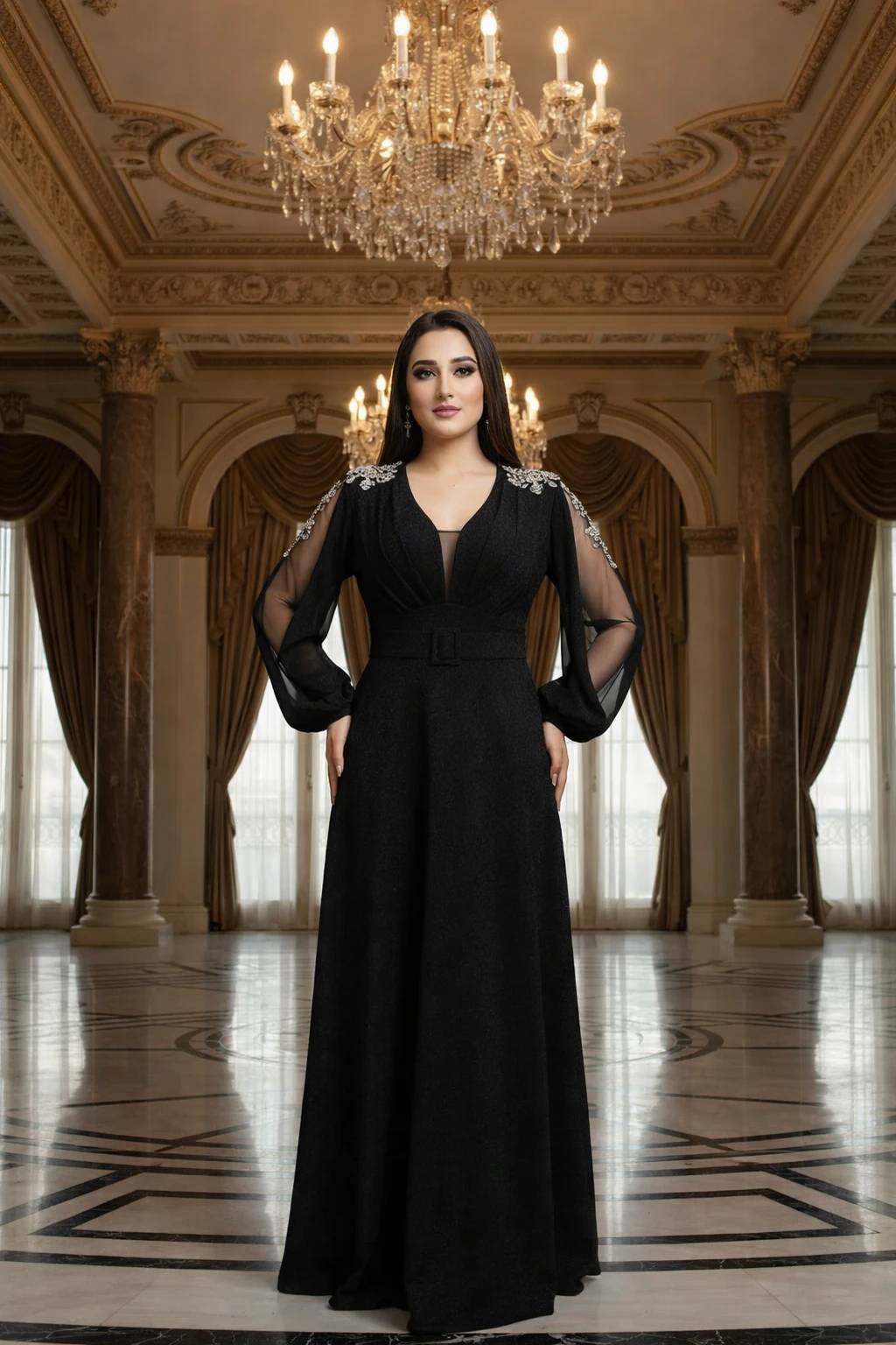 لباس مجلسی زنانه و دخترانه ، ماکسی مجلسی مدل الماس ، لباس مجلسی پوشیده سایز ۳۶ الی ۵۴